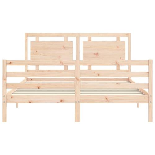 Sengeramme med sengegavl kingsize massivt træ