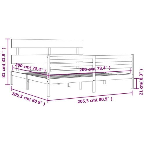 Sengeramme med sengegavl 200x200 cm massivt træ