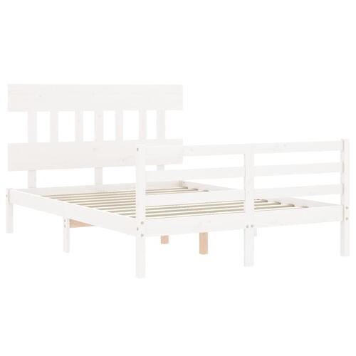 Sengeramme med sengegavl 140x200 cm massivt træ hvid