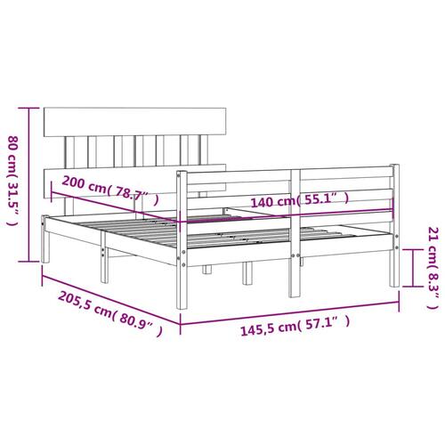 Sengeramme med sengegavl 140x200 cm massivt træ hvid
