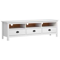 Tv-bord Hill 158x40x47 cm massivt fyrretræ hvid