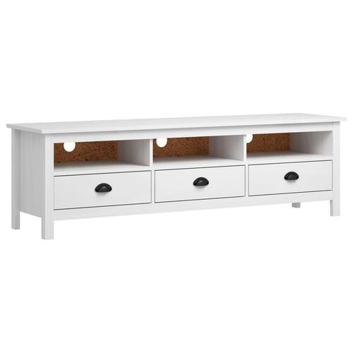 Tv-bord Hill 158x40x47 cm massivt fyrretræ hvid