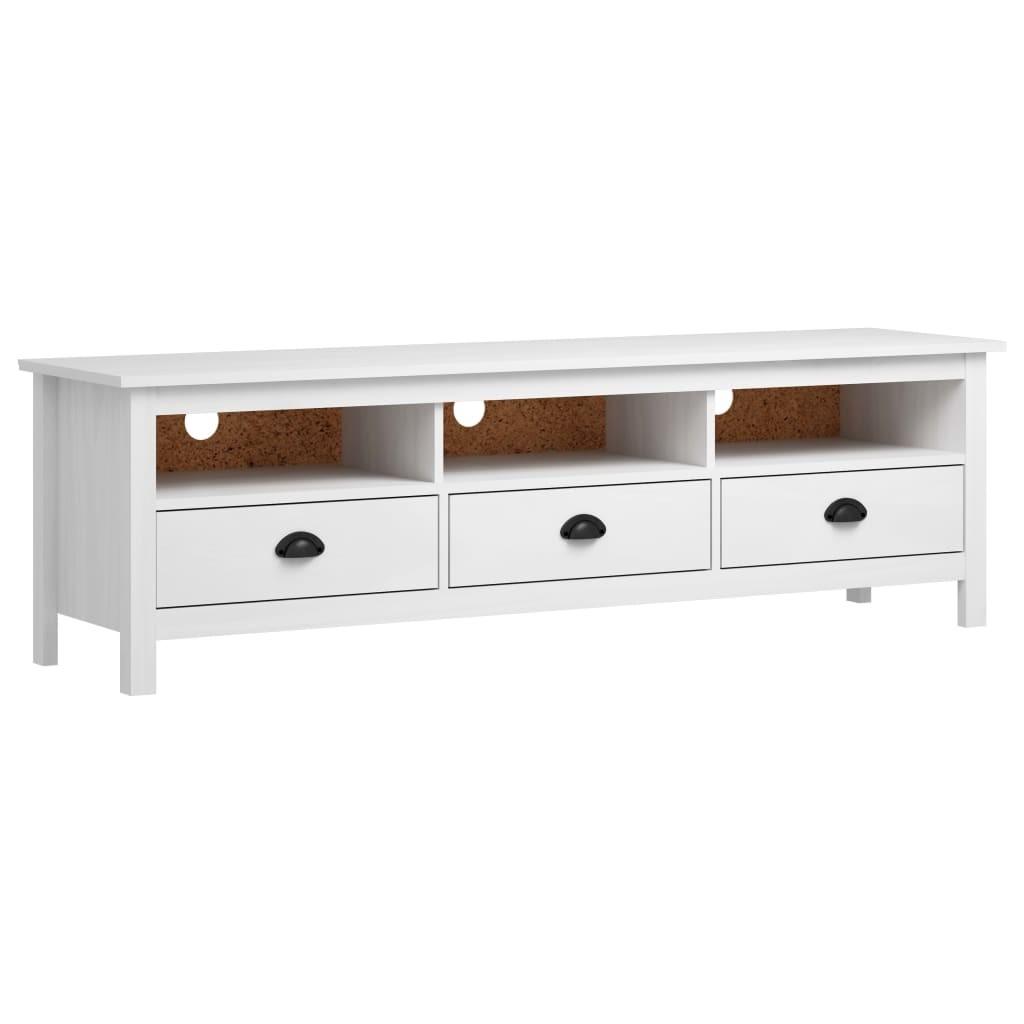 Tv-bord Hill 158x40x47 cm massivt fyrretræ hvid