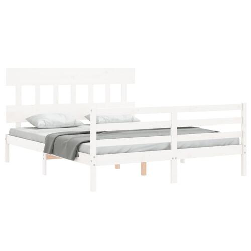 Sengeramme med sengegavl 160x200 cm massivt træ hvid