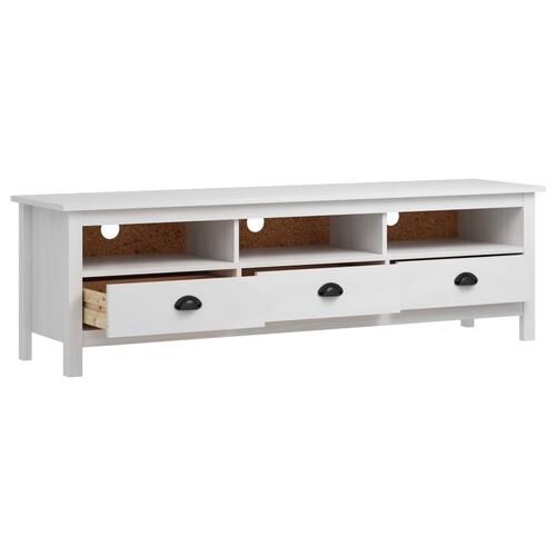 Tv-bord Hill 158x40x47 cm massivt fyrretræ hvid