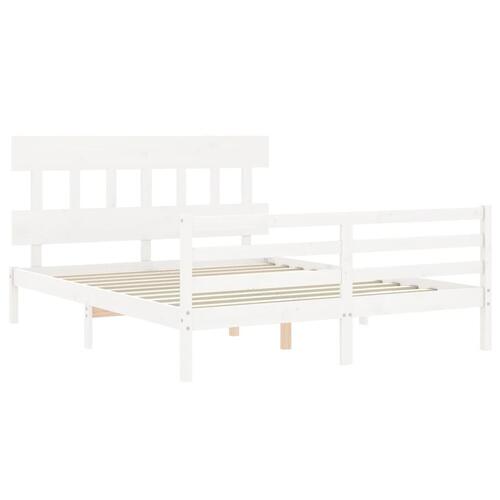 Sengeramme med sengegavl 160x200 cm massivt træ hvid