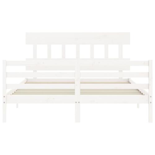 Sengeramme med sengegavl 160x200 cm massivt træ hvid