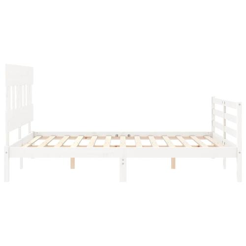 Sengeramme med sengegavl 160x200 cm massivt træ hvid