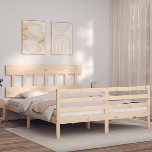 Sengeramme med sengegavl 160x200 cm massivt træ