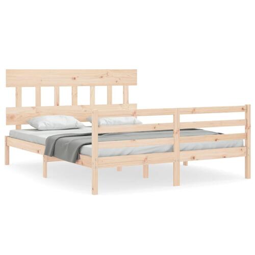 Sengeramme med sengegavl 160x200 cm massivt træ