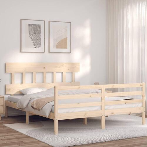Sengeramme med sengegavl 160x200 cm massivt træ
