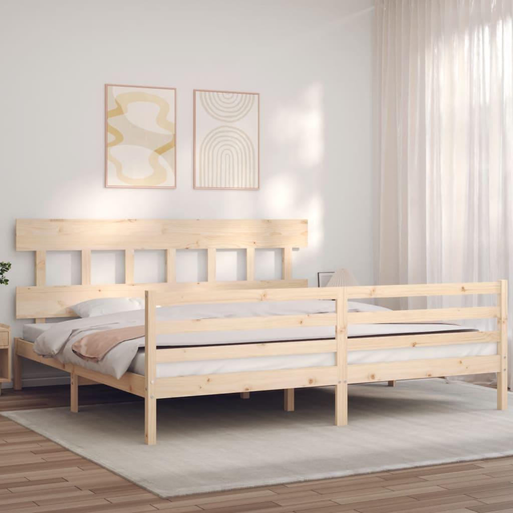 Sengeramme med sengegavl Super King Size massivt træ