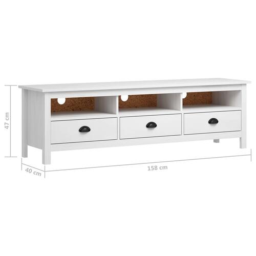 Tv-bord Hill 158x40x47 cm massivt fyrretræ hvid