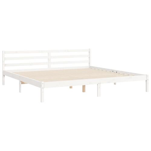 Sengeramme med sengegavl Super King Size massivt træ hvid