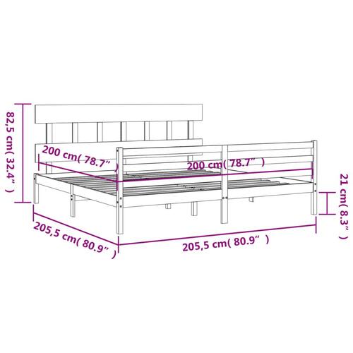 Sengeramme med sengegavl 200x200 cm massivt træ hvid