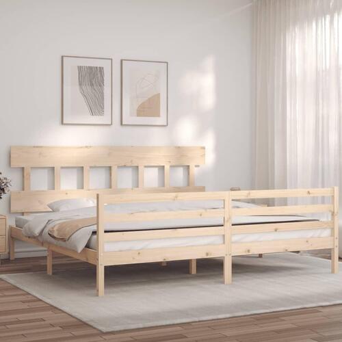 Sengeramme med sengegavl 200x200 cm massivt træ