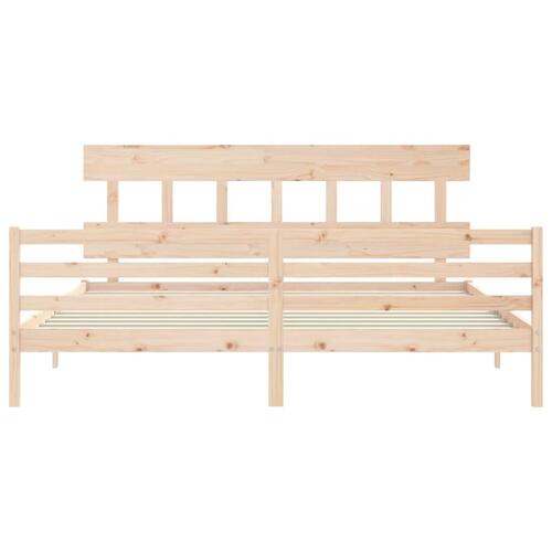 Sengeramme med sengegavl 200x200 cm massivt træ