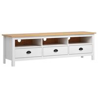 Tv-bord Hill 158x40x47 cm massivt fyrretræ hvid