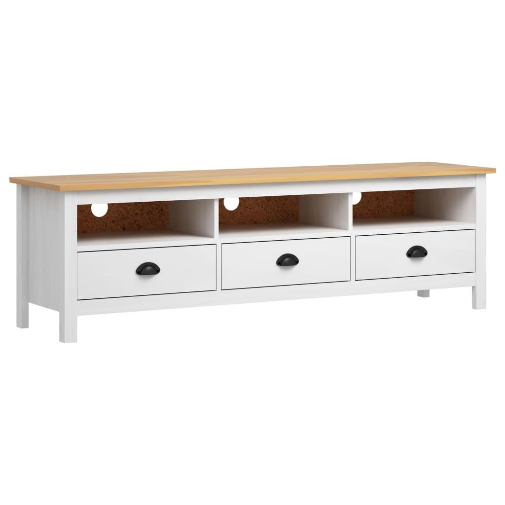 Tv-bord Hill 158x40x47 cm massivt fyrretræ hvid
