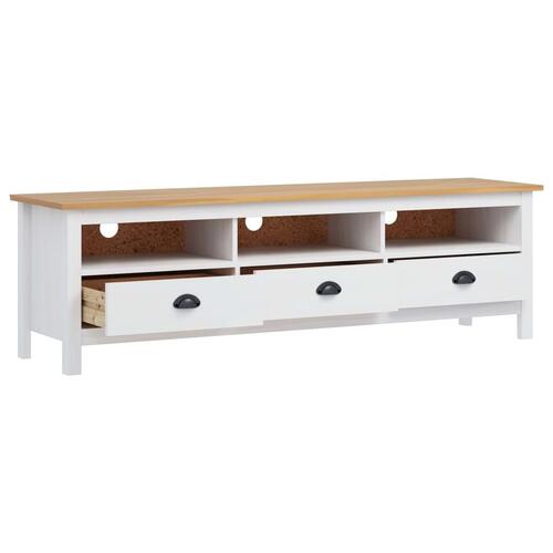 Tv-bord Hill 158x40x47 cm massivt fyrretræ hvid