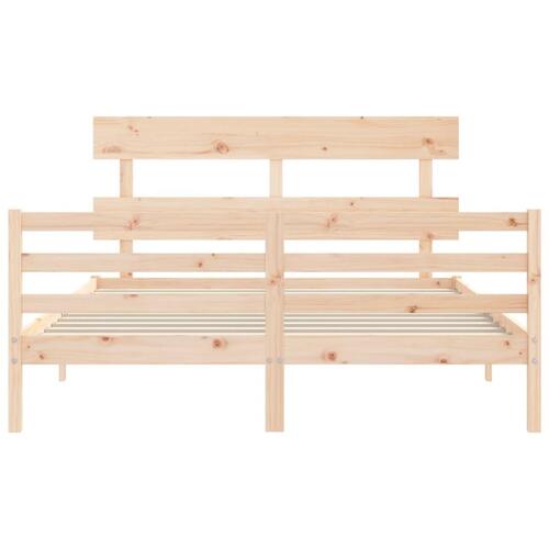 Sengeramme med sengegavl kingsize massivt træ