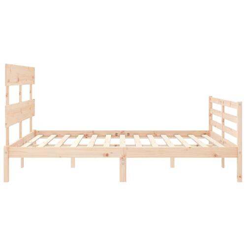 Sengeramme med sengegavl kingsize massivt træ