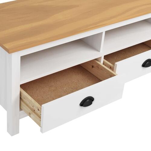 Tv-bord Hill 158x40x47 cm massivt fyrretræ hvid