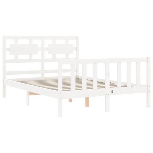 Sengeramme med sengegavl 140x200 cm massivt træ hvid