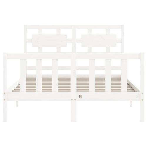 Sengeramme med sengegavl 140x200 cm massivt træ hvid