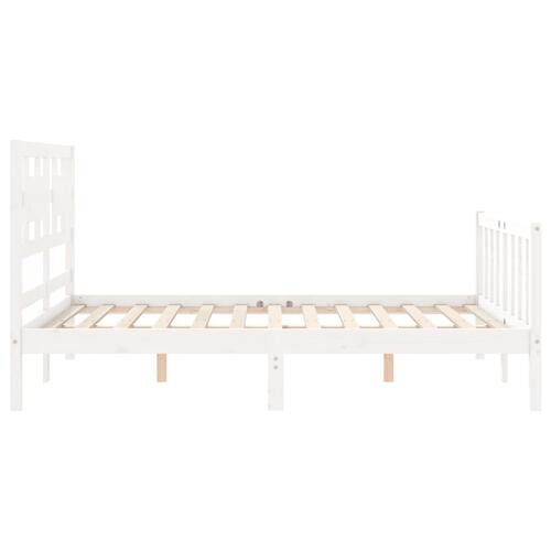 Sengeramme med sengegavl 140x200 cm massivt træ hvid