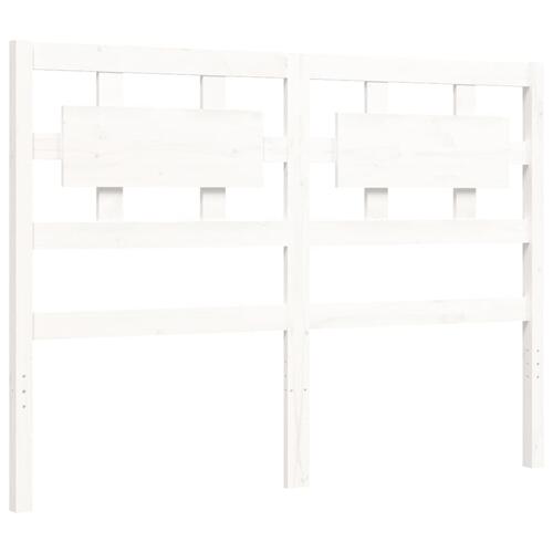 Sengeramme med sengegavl 140x200 cm massivt træ hvid