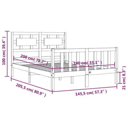 Sengeramme med sengegavl 140x200 cm massivt træ hvid