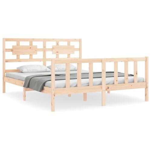 Sengeramme med sengegavl kingsize massivt træ