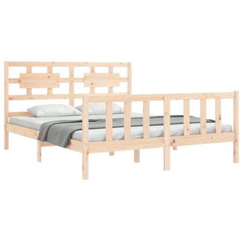 Sengeramme med sengegavl kingsize massivt træ