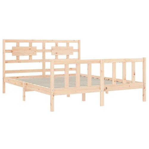 Sengeramme med sengegavl kingsize massivt træ