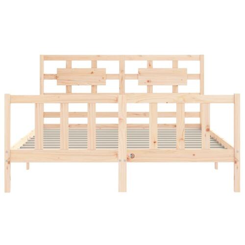 Sengeramme med sengegavl kingsize massivt træ