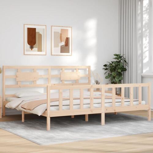 Sengeramme med sengegavl Super King Size massivt træ