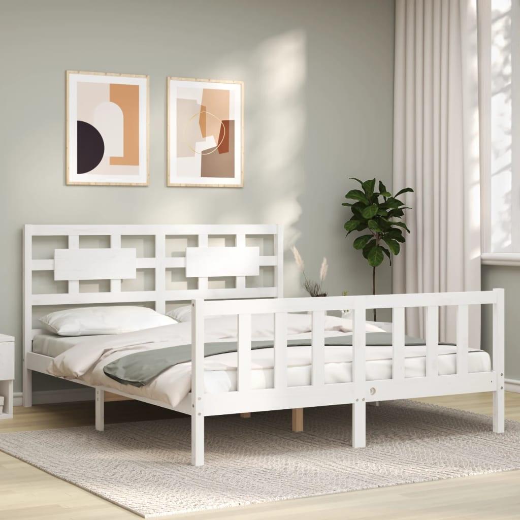 Sengeramme uden madras 160x200 cm massivt fyrretræ hvid