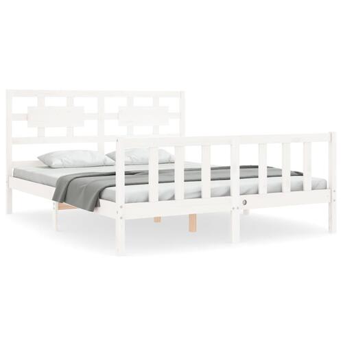 Sengeramme uden madras 160x200 cm massivt fyrretræ hvid