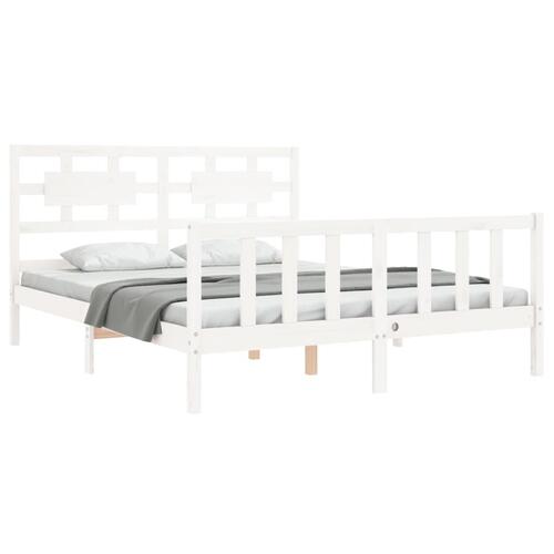 Sengeramme uden madras 160x200 cm massivt fyrretræ hvid