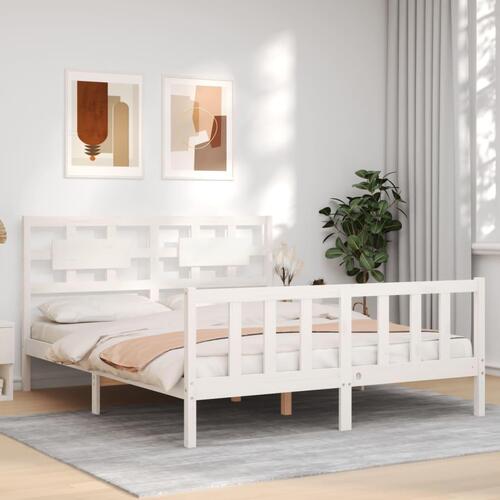 Sengeramme uden madras 160x200 cm massivt fyrretræ hvid