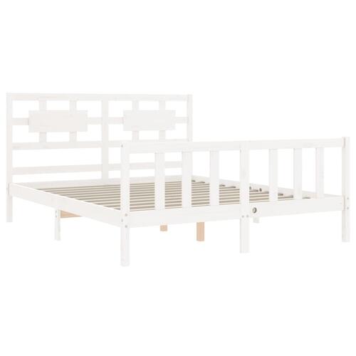 Sengeramme uden madras 160x200 cm massivt fyrretræ hvid