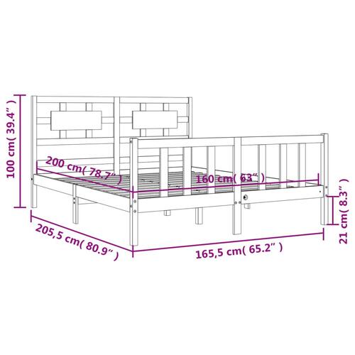 Sengeramme uden madras 160x200 cm massivt fyrretræ hvid