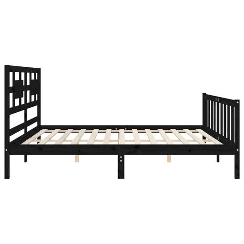 Sengeramme med sengegavl 200x200 cm massivt træ sort
