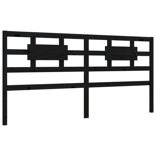 Sengeramme med sengegavl 200x200 cm massivt træ sort