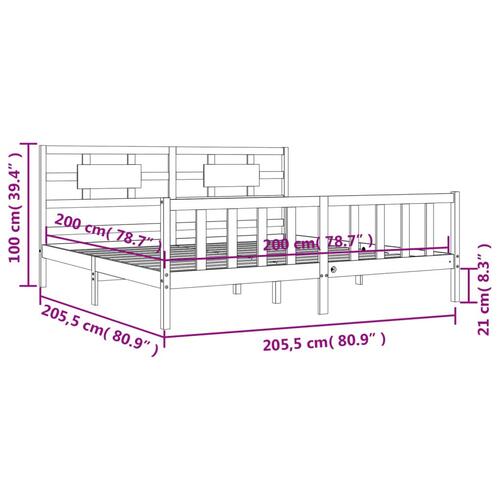 Sengeramme med sengegavl 200x200 cm massivt træ sort