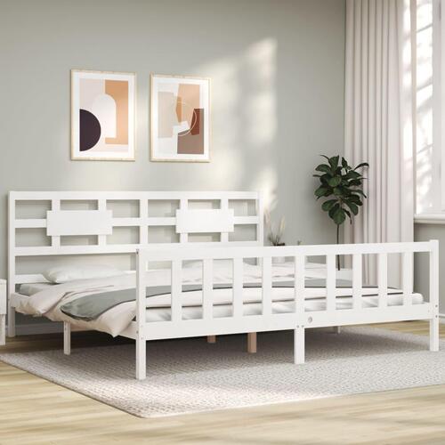Sengeramme uden madras 200x200 cm massivt fyrretræ hvid