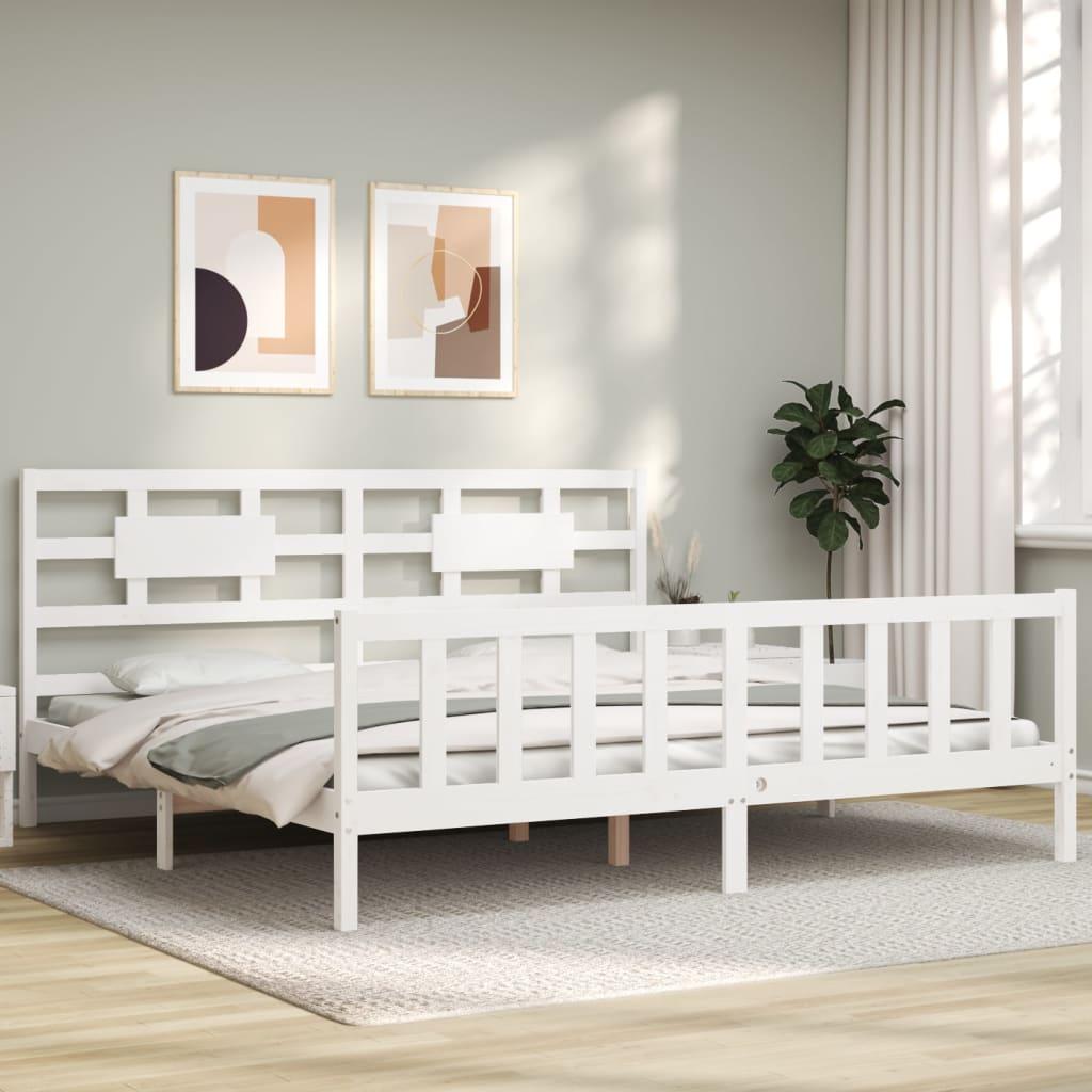 Sengeramme uden madras 200x200 cm massivt fyrretræ hvid