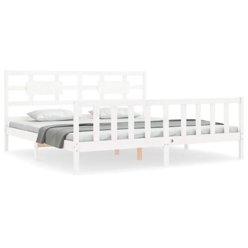 Sengeramme uden madras 200x200 cm massivt fyrretræ hvid