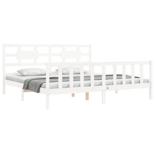 Sengeramme uden madras 200x200 cm massivt fyrretræ hvid